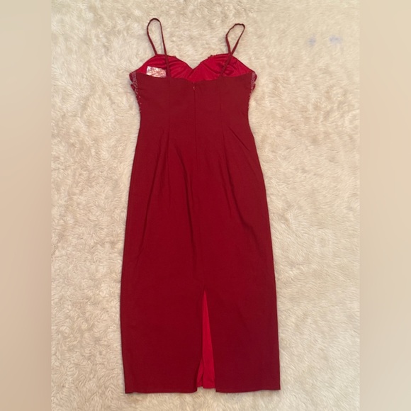 NWOT Tempest Storm by Tatyana Red Beaded Rosette Wiggle Dress - Size Small - Picture 5 of 8